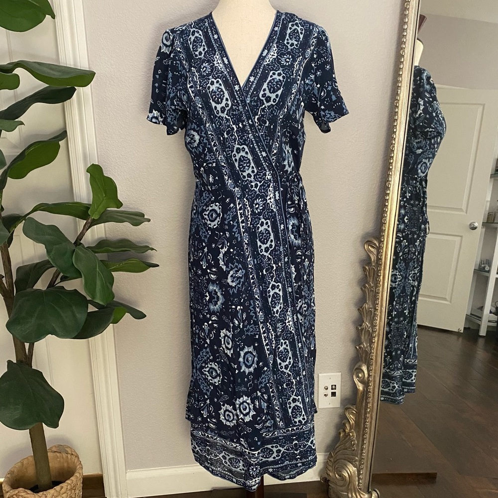 Lucky Brand Wrap Dress (Blue Pattern)